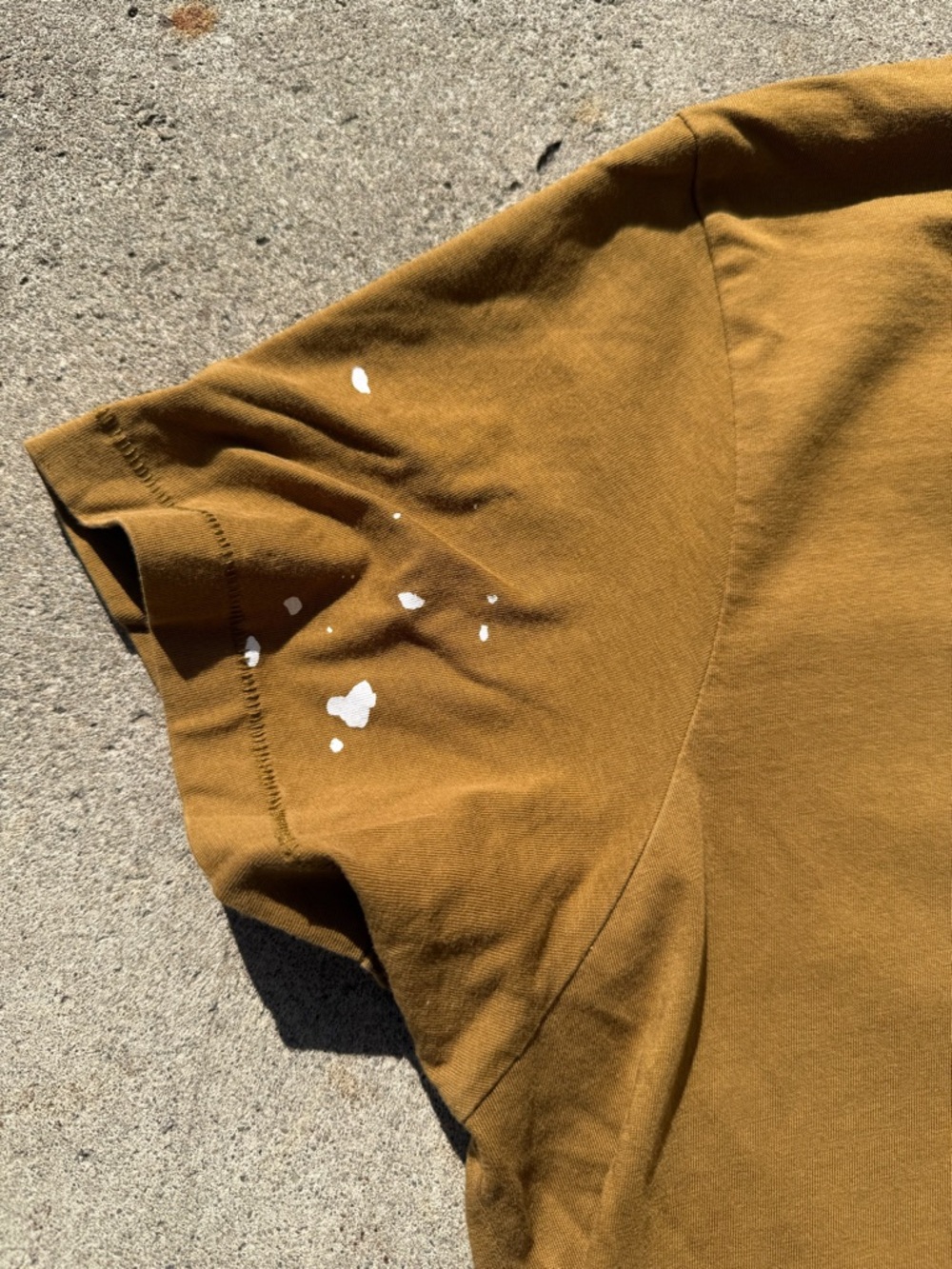 Helmut Lang Brown Tee with White and Green Paint Accents - Picture 4 of 5
